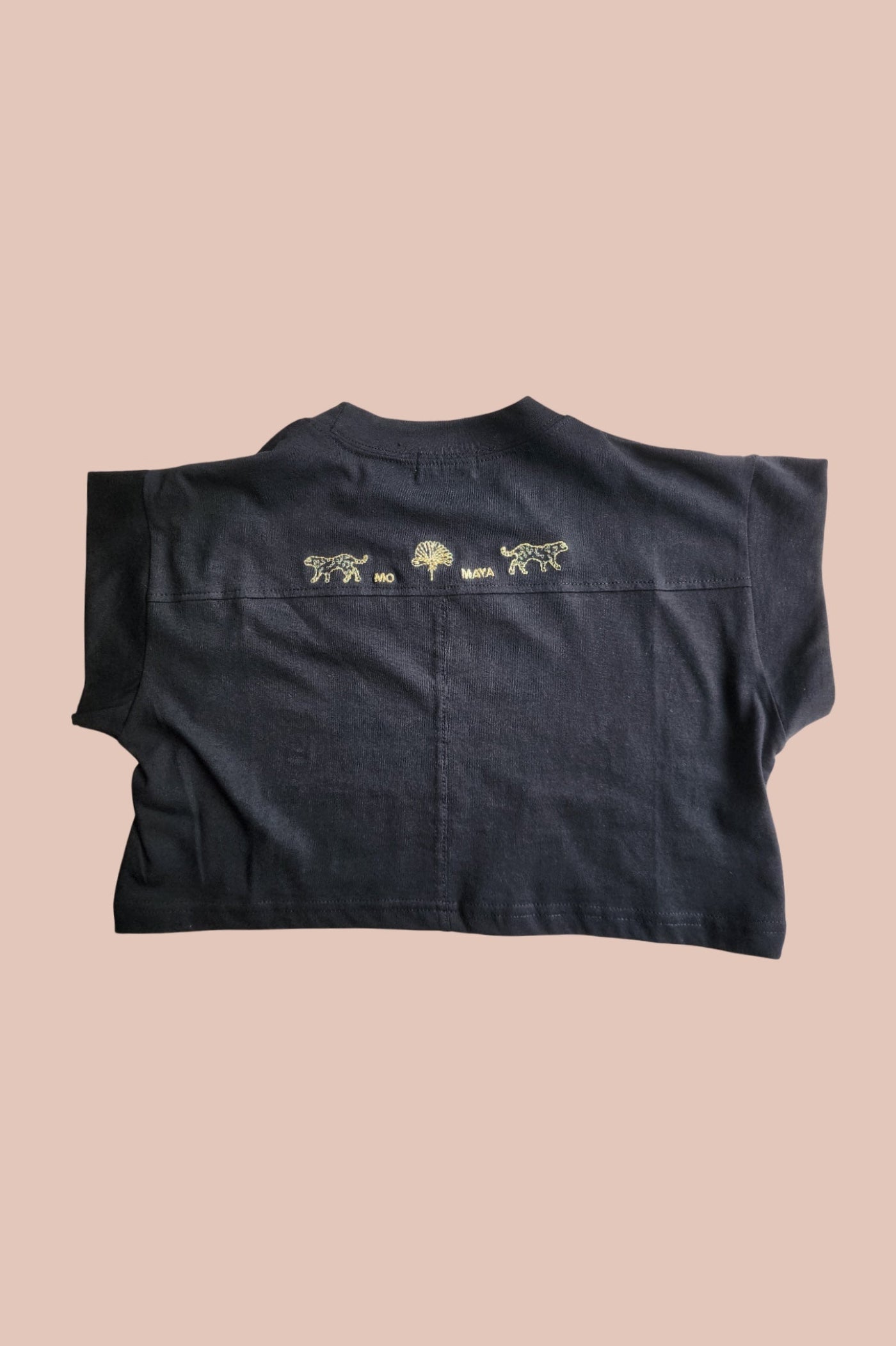 Black Embroidery Crop T-shirt