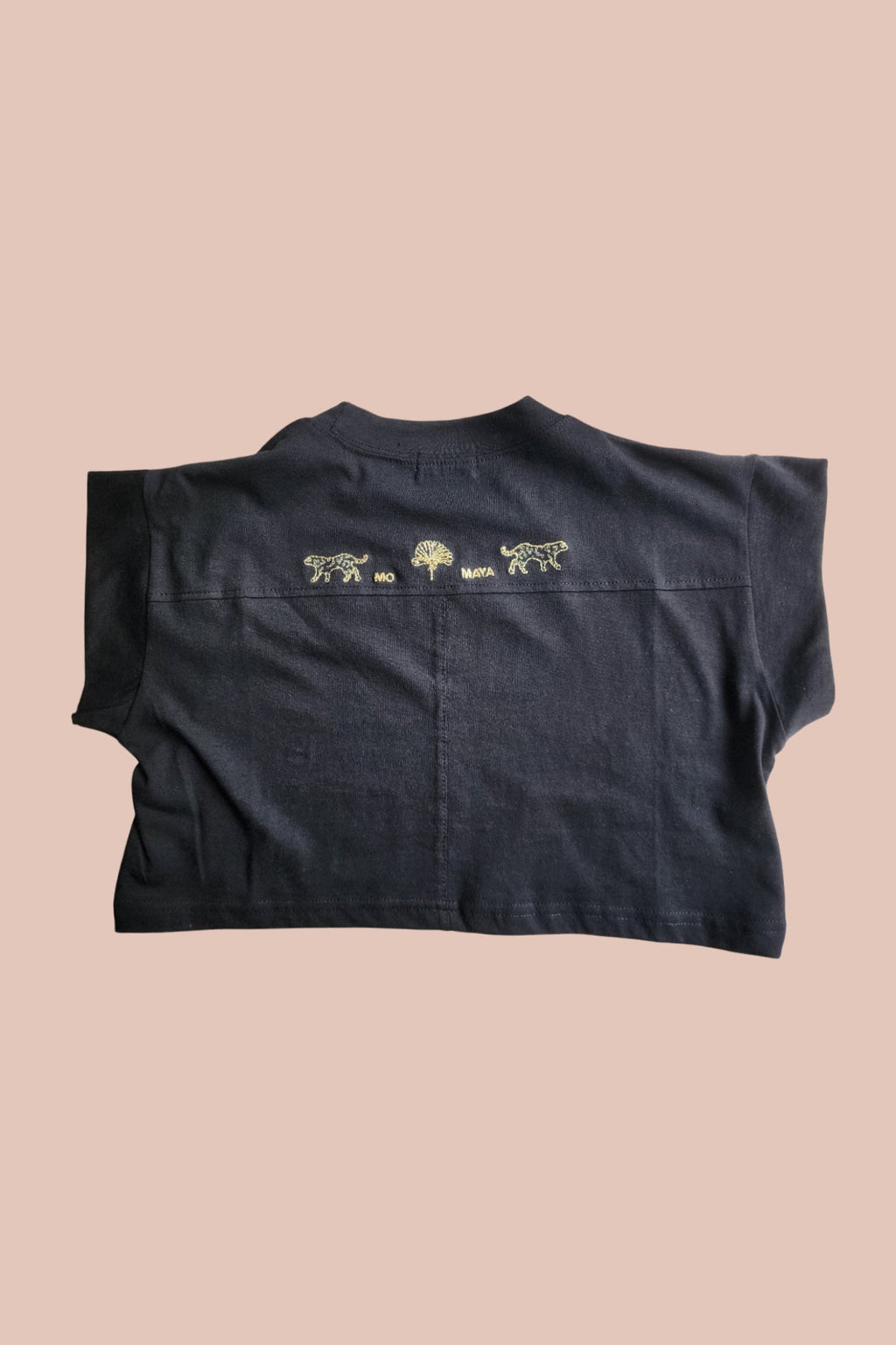 Black Embroidery Crop T-shirt