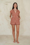 Red Houndstooth Romper