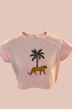Pink Banana Leopard Crop T-Shirt